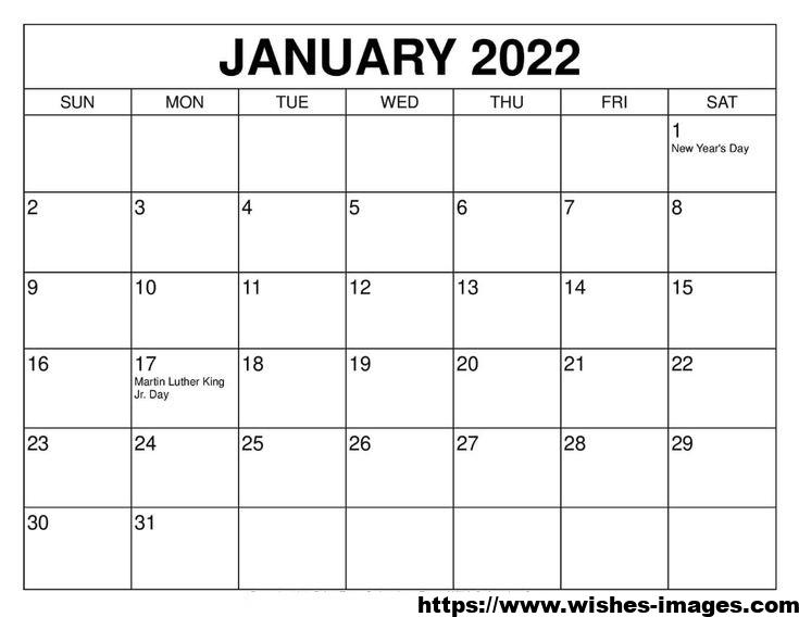 2022 Monthly Calendar PDF