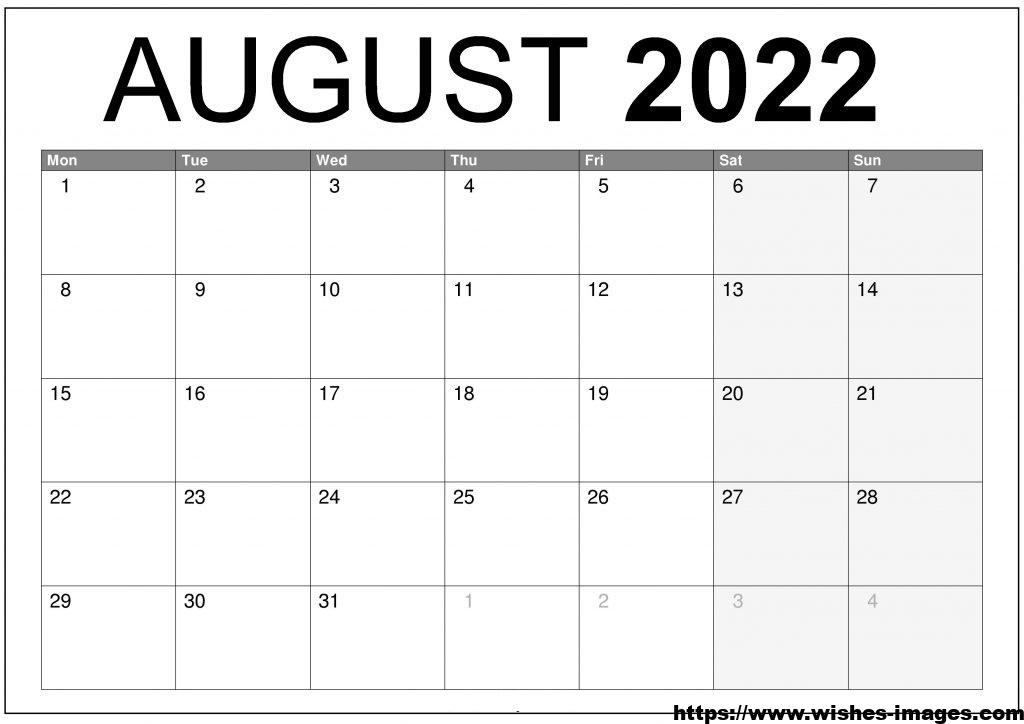 2022 Monthly Calendar Printable Word
