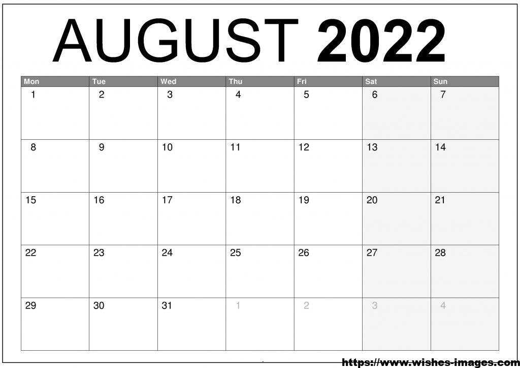 2022 Monthly Calendar Printable Word