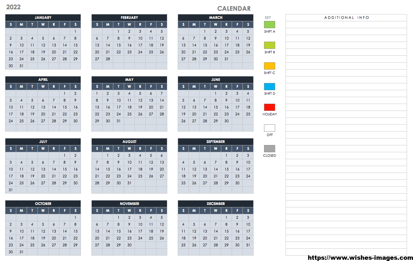 2022 Printable Calendar One Page With Notes