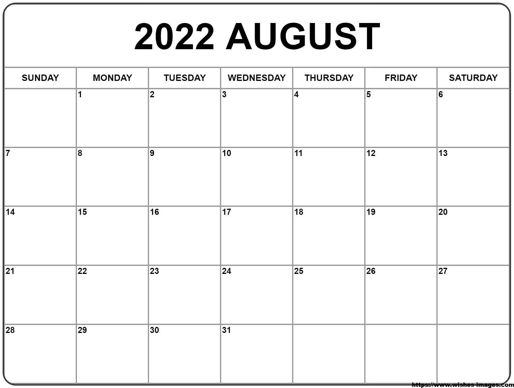 2022 Printable Calendar One Page per month