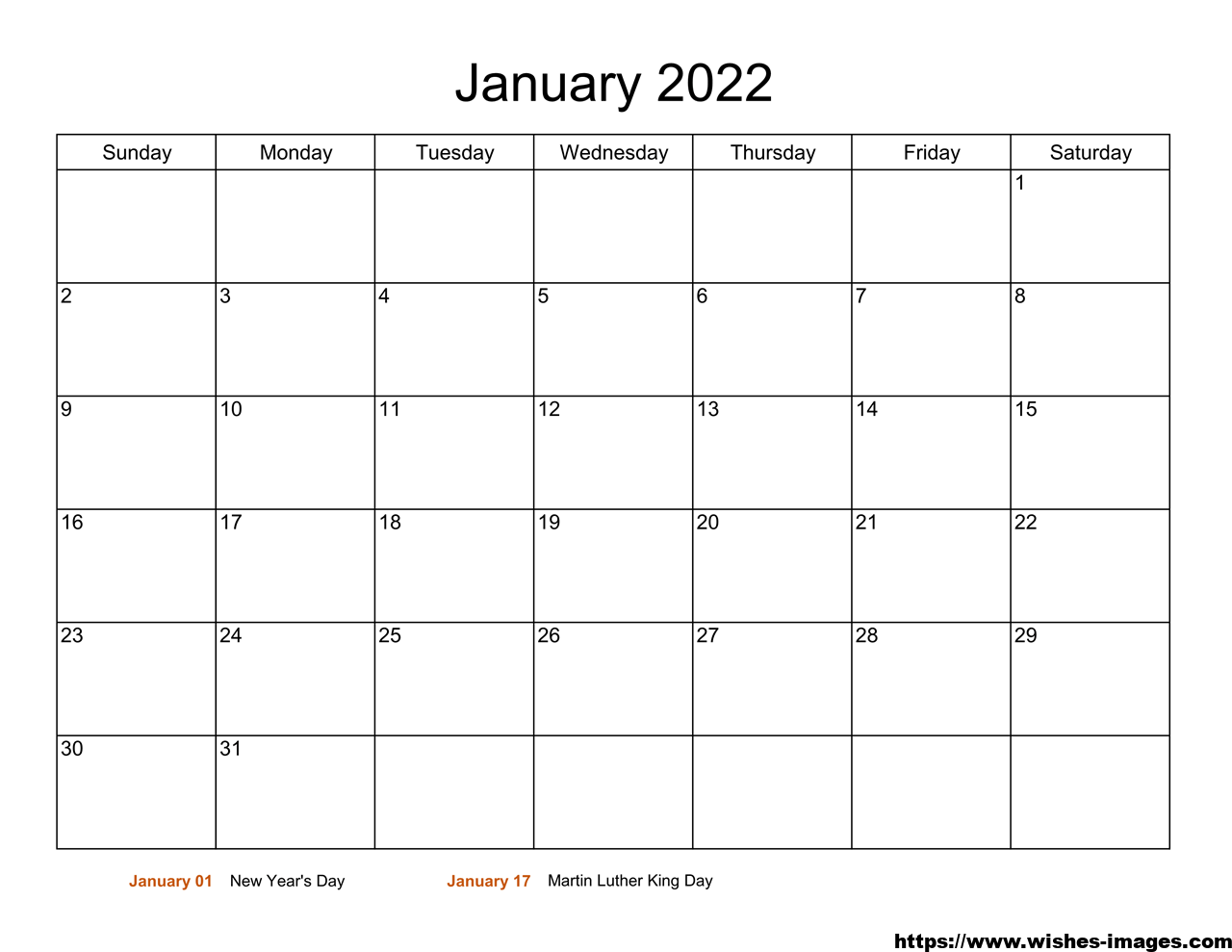 2022 Printable Calendar One Page with Holidays UK