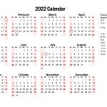 2022 Calendar Excel from Monday Start
