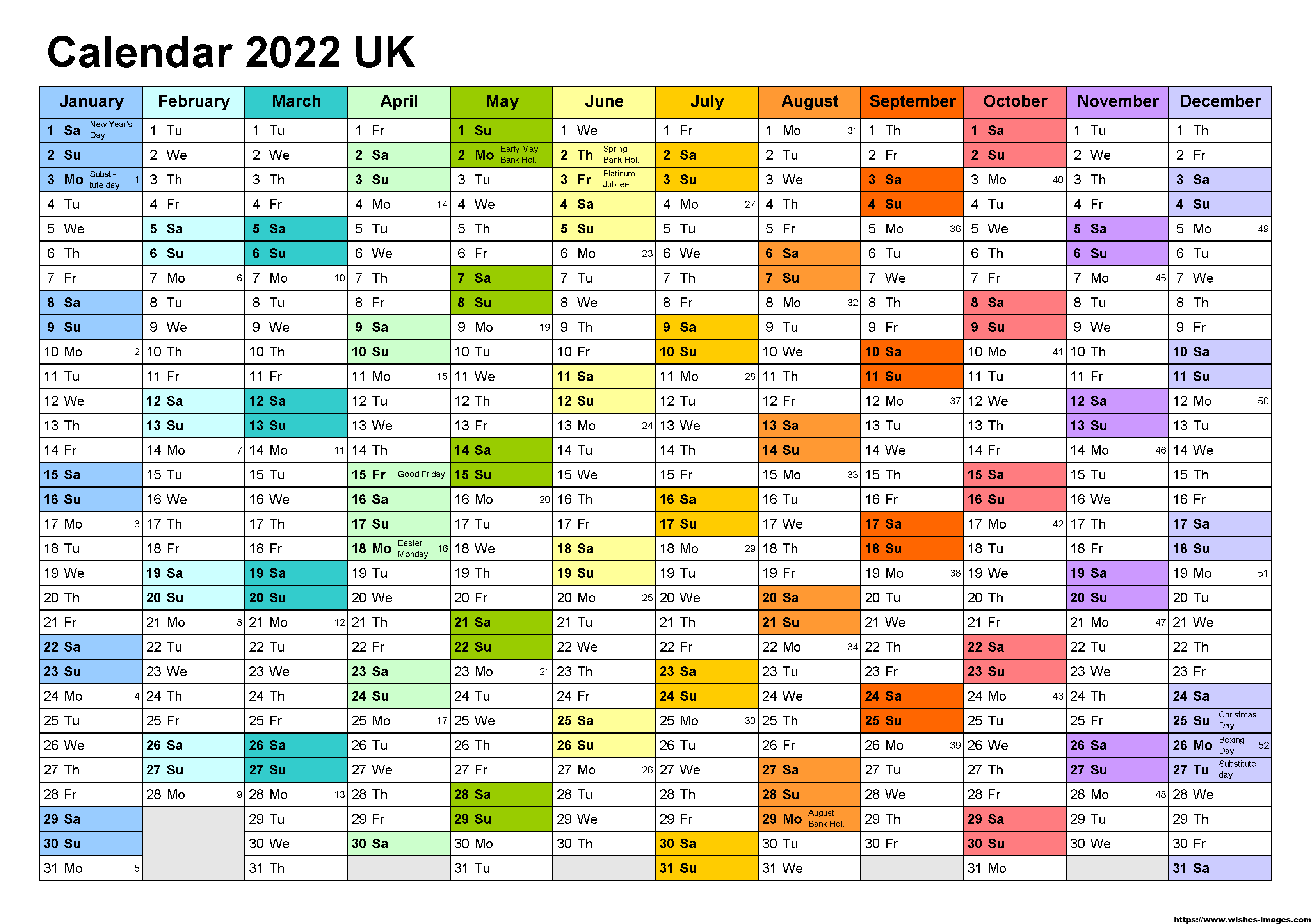 2022 weekly calendar excel