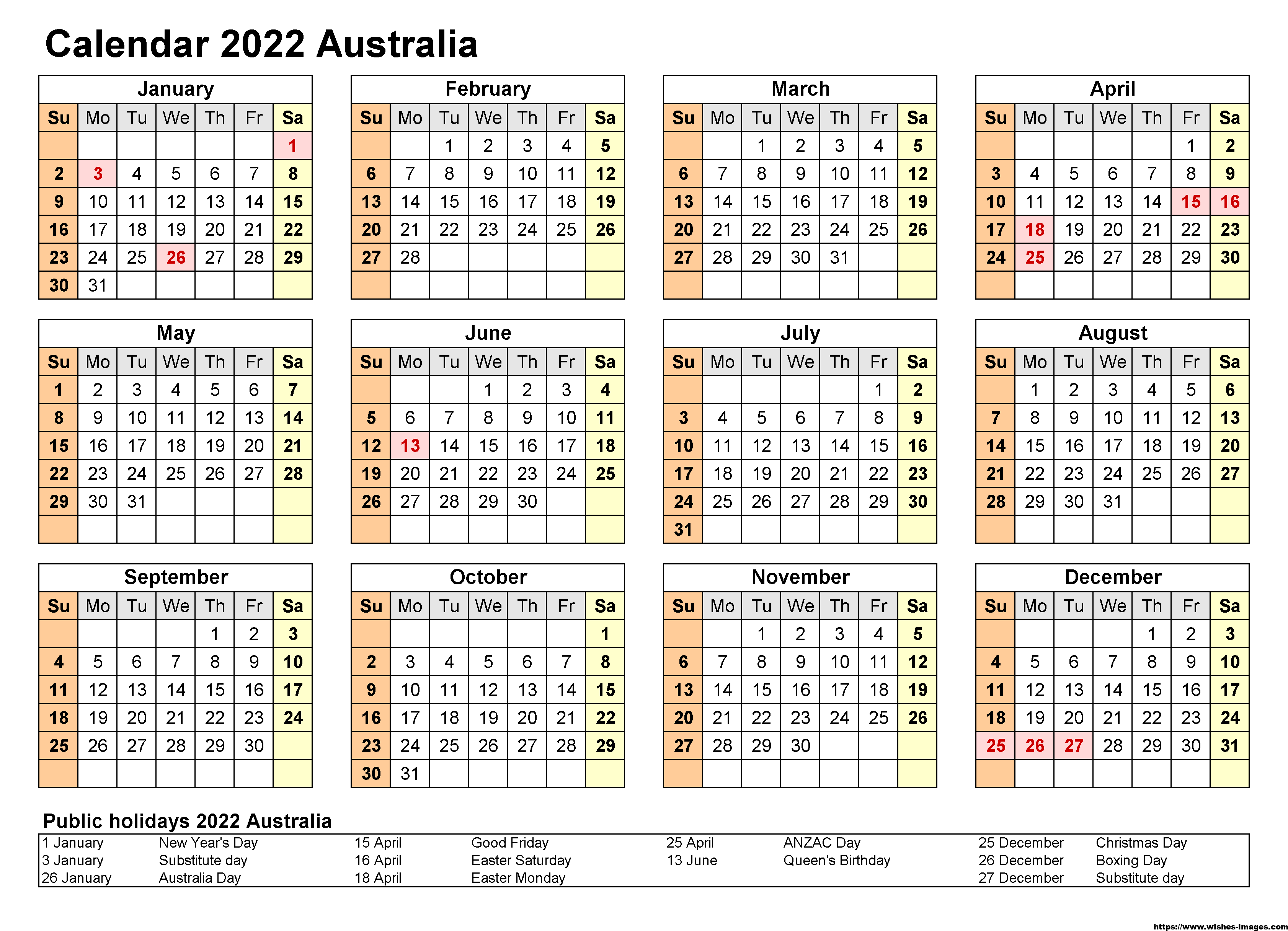 Printable 2022 Calendar Blank Templates