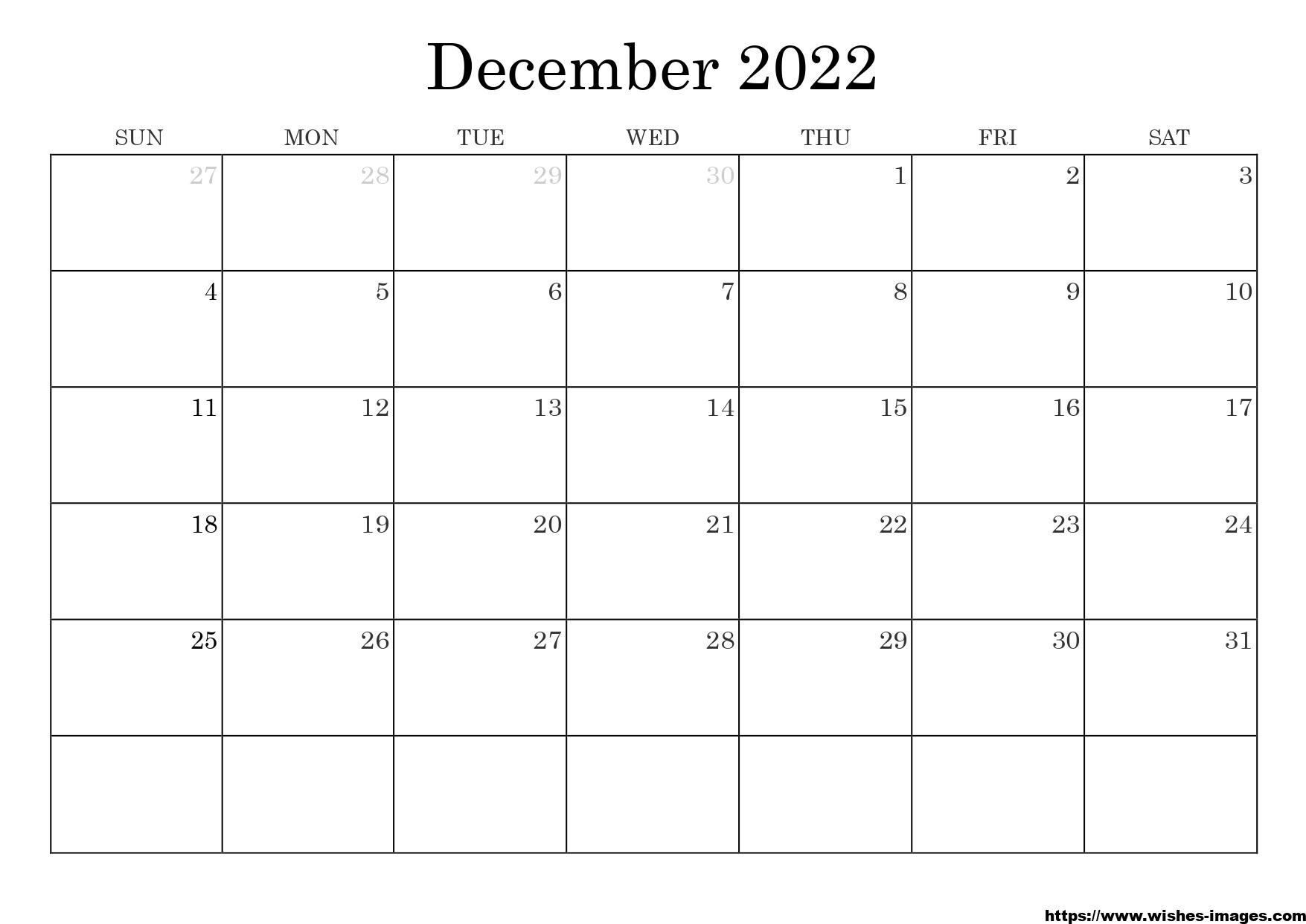 Printable 2022 Calendar Template