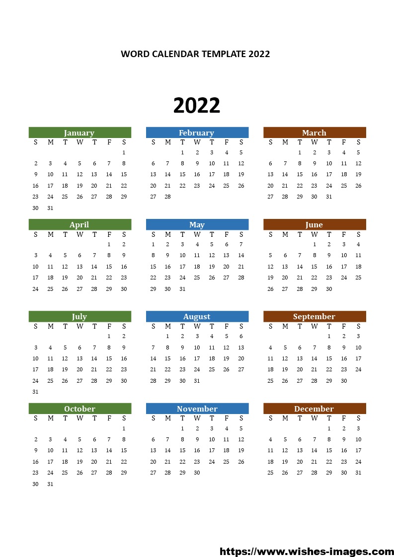 Printable 2022 Calendar